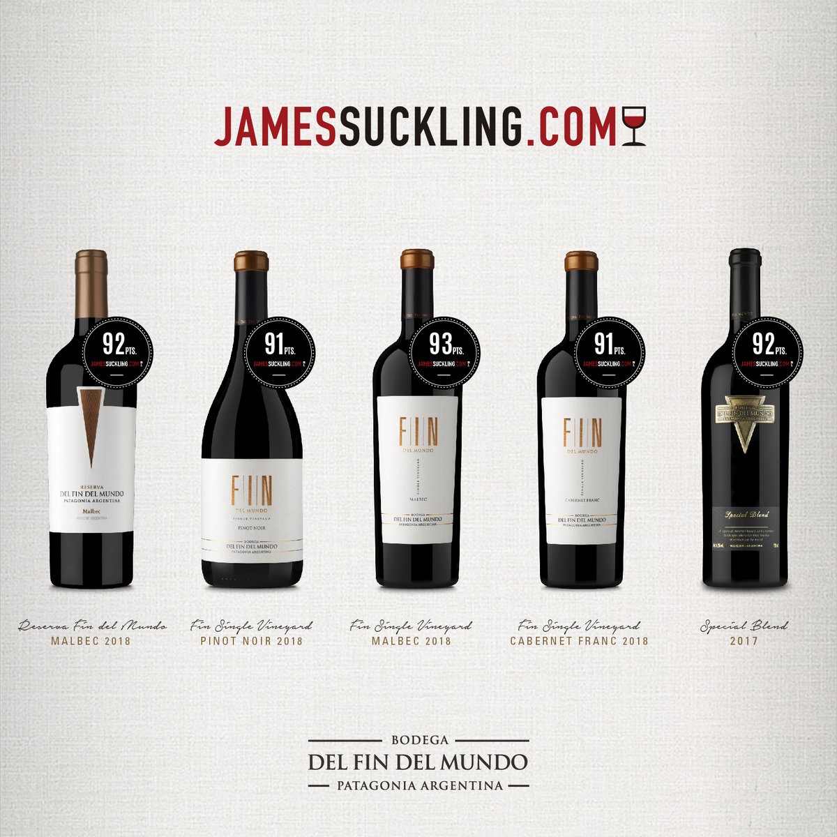 Thanks <a href="/JamesSuckling/">James Suckling</a> for your review!

#ReservaDelFinDelMundo #FINSingleVineyard #SpecialBlend #Malbec #CabernetFranc #PinotNoir