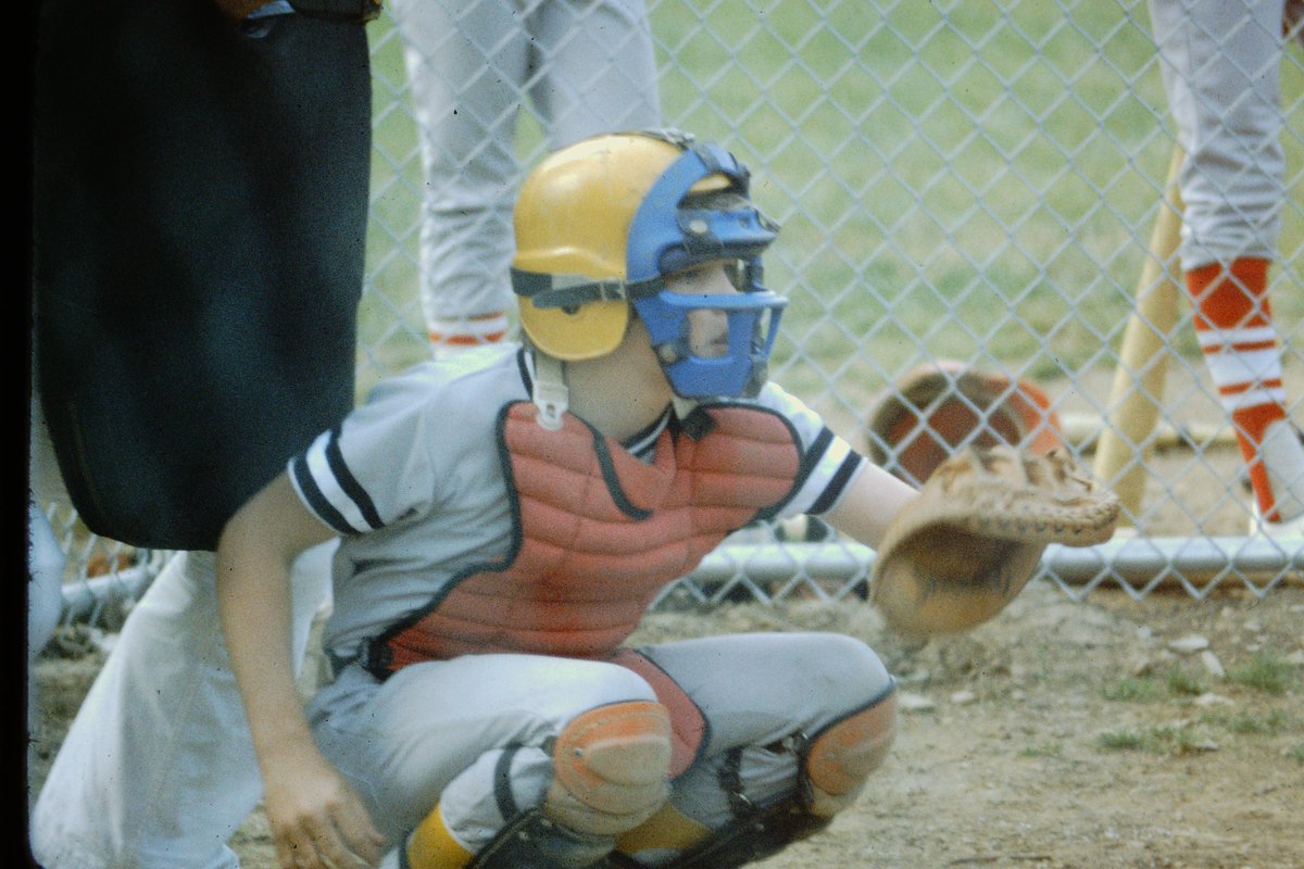 Here was a good older brother...Showed support of his younger brother playing sports, BUT still trash talked him in the captions on the slides. The one of him batting says "He's No Hitter"