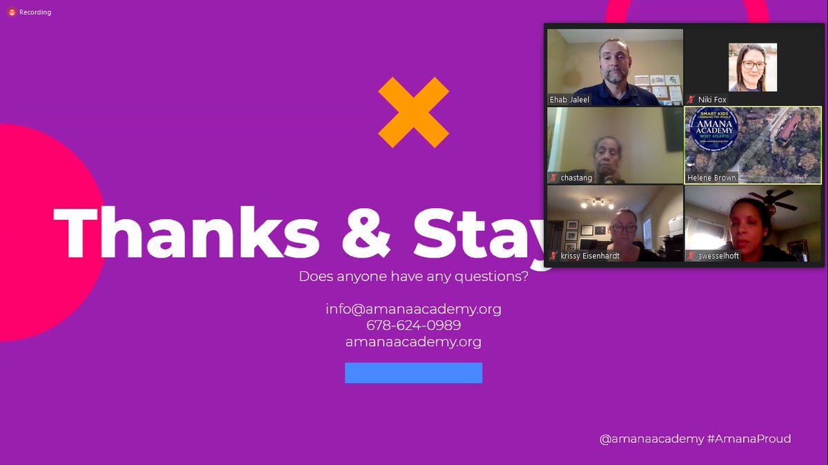 Our State of The School Address is happening right now, via Zoom.  Q&amp;A to answer your most pressing questions. We're still committed to staying connected with our families and community members. #AmanaProud #VirtuallyPositive