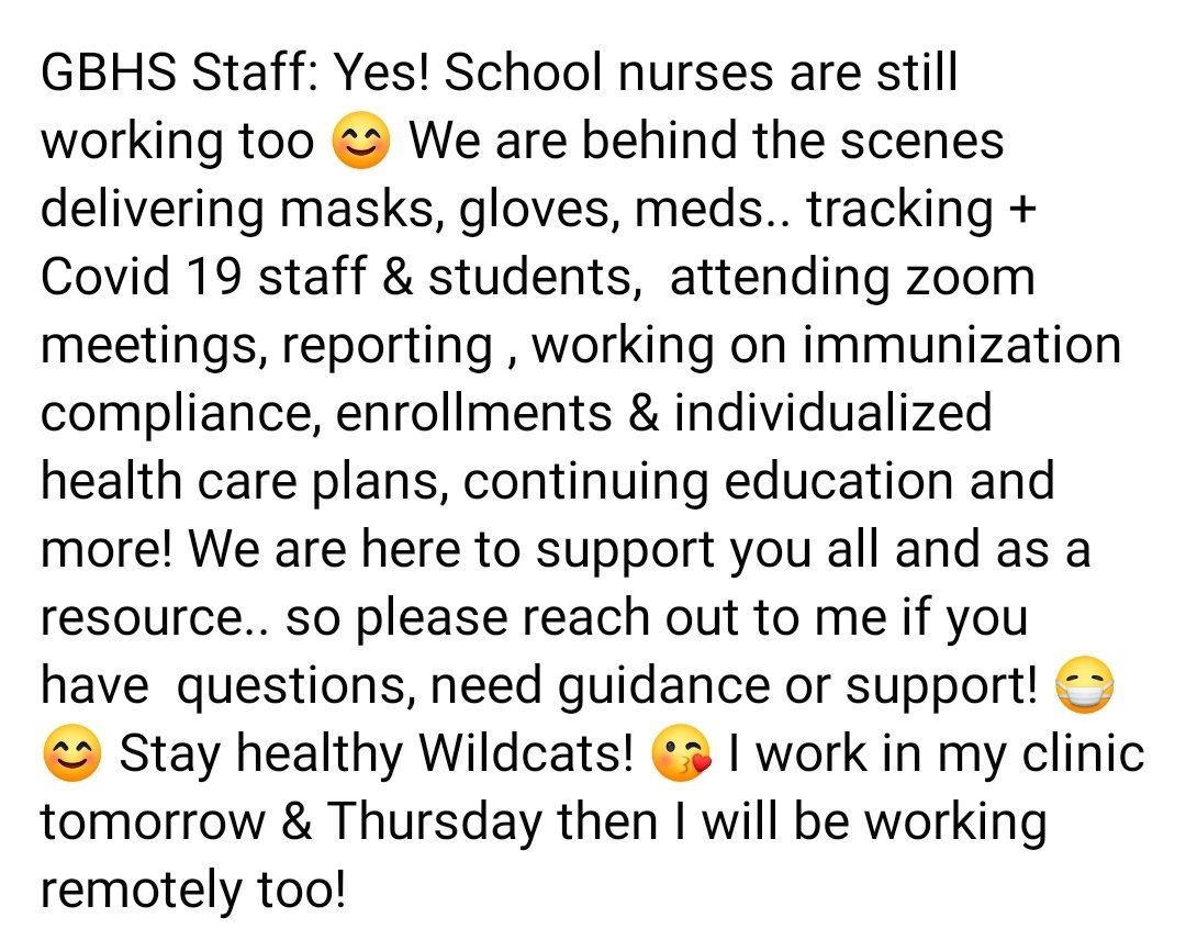 good_elo's tweet image. #VaLinCHAT
I have been inspired by #SchoolNurses! They're stepping up. Shout out to @Gbhwildcats Nurse Ryno.