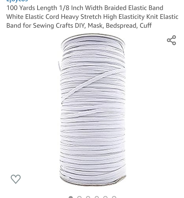 100 Yards Length 1/8 Inch Width Braided Elastic Band White Elastic Cord  Heavy Stretch High Elasticity Knit Elastic Band for Sewing Crafts DIY,  Mask, Bedspread, Cuff 