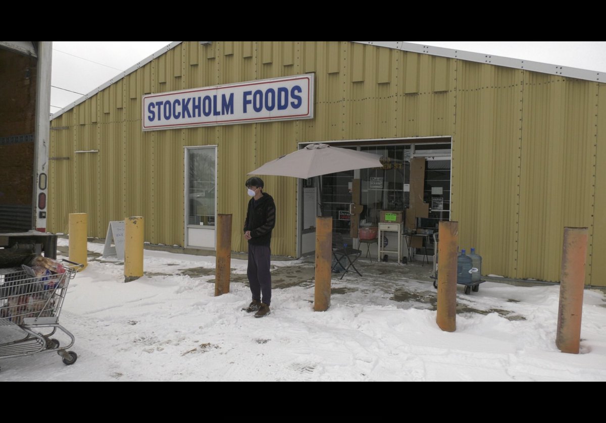 _kpompilii_'s tweet photo. A local grocery store in Stockholm got creative so residents could still do their shopping in a safe manor. Their new set up involves a microphone, whiteboard, and face masks. 

Full story tonight at 5!  @ctvregina @CTVYorkton https://t.co/BLr4duB9xs