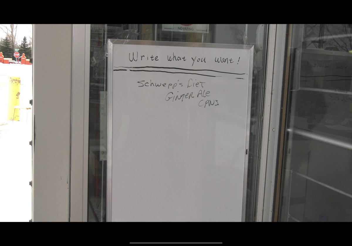 _kpompilii_'s tweet photo. A local grocery store in Stockholm got creative so residents could still do their shopping in a safe manor. Their new set up involves a microphone, whiteboard, and face masks. 

Full story tonight at 5!  @ctvregina @CTVYorkton https://t.co/BLr4duB9xs