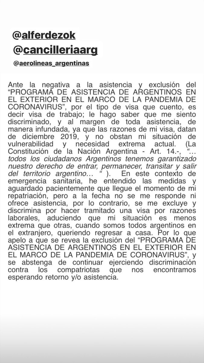 MarcelaMarchese's tweet photo. @alferdez lea esto. Lo escribió mi hijo, esta en Miami, sin respuesta alguna a su situación. https://t.co/xXDkc4vNyt
