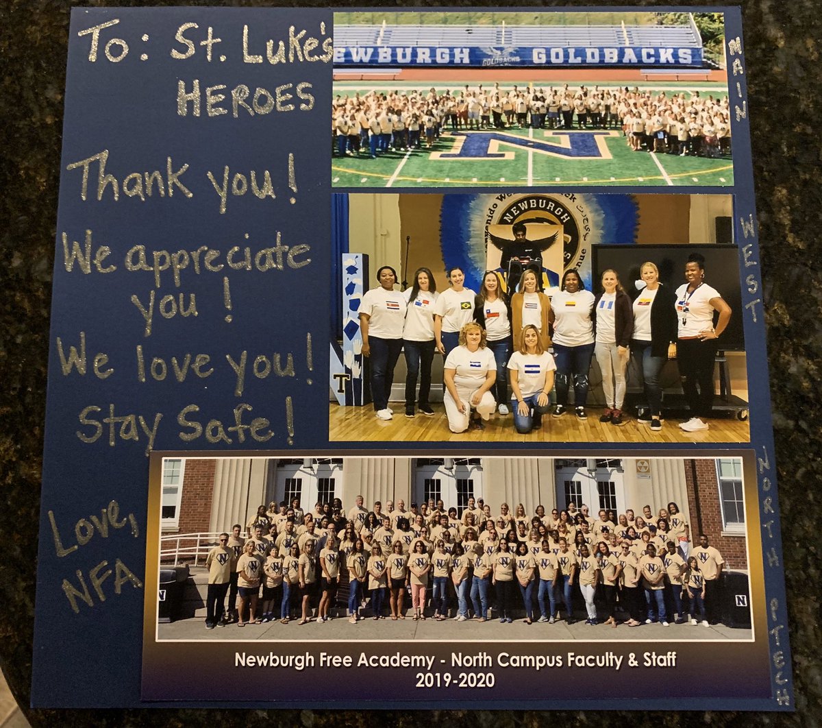 NorthNfa's tweet photo. NFA faculty &amp; staff supports the medical heroes at St. Luke’s Hospital with 160 meals from Vesuvio’s Ristorante. Be safe! 💙💛🦅@NorthNfa @NfaPrincipal @susan_valentino @newburghschools @NFAWest @newburgh_ptech @NewburghSup https://t.co/sNqHNl1nzJ
