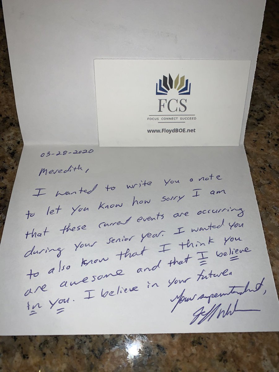 Margaret_Crego's tweet photo. Nice for my girl to get this thoughtful note from @FloydCoSuper 🎓 https://t.co/8IxIrRdv3N
