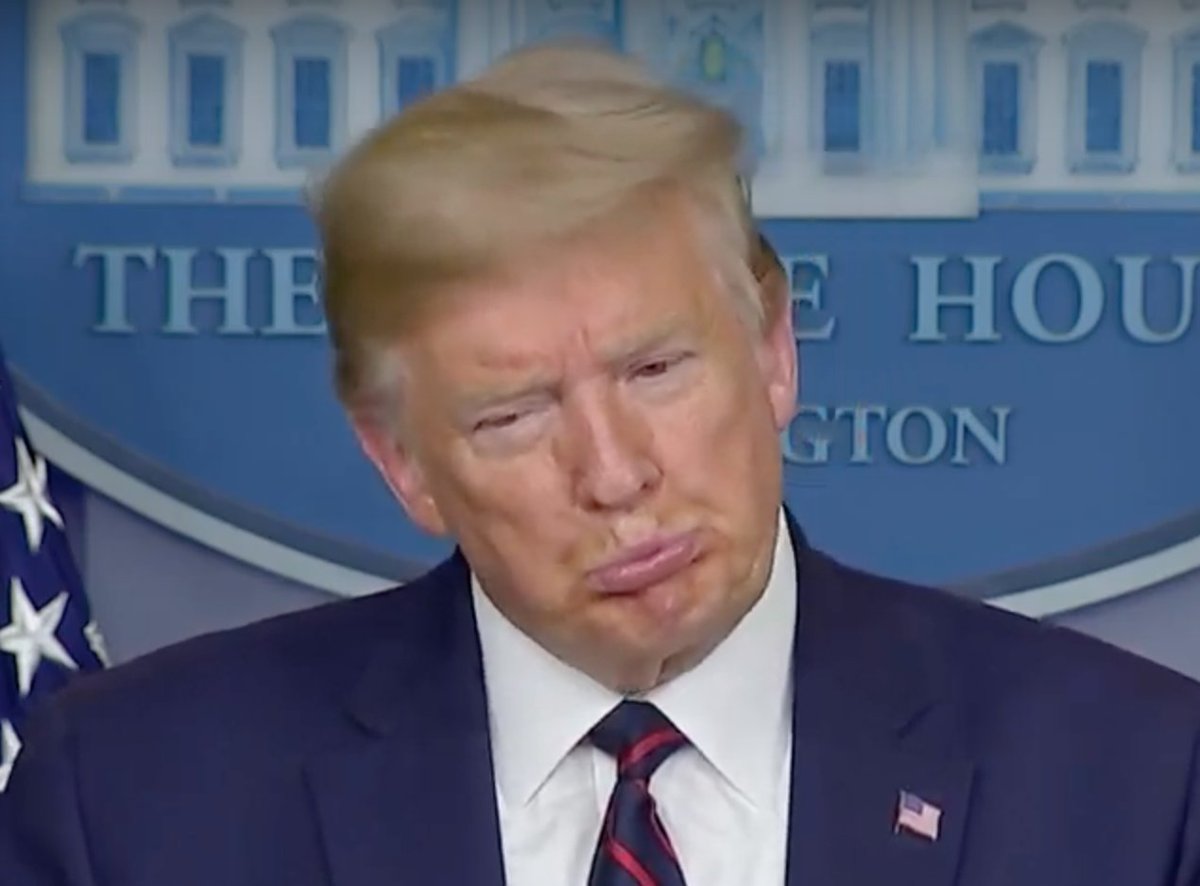 1/ THREAD: When Trump was asked re the US Navy relieving the captain who sounded the alarm about an outbreak of  #COVID19 aboard USS Theodore Roosevelt, he made this Feigned Pout expression together with a head tilt. #BodyLanguage  #BodyLanguageExpert  #BrettCrozier  #Coronavirus