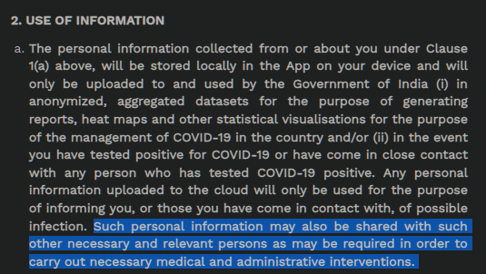 Your personal information doesn't even seem to be restricted to only Govt. use.Anyone could be declared as "necessary and relevant persons"