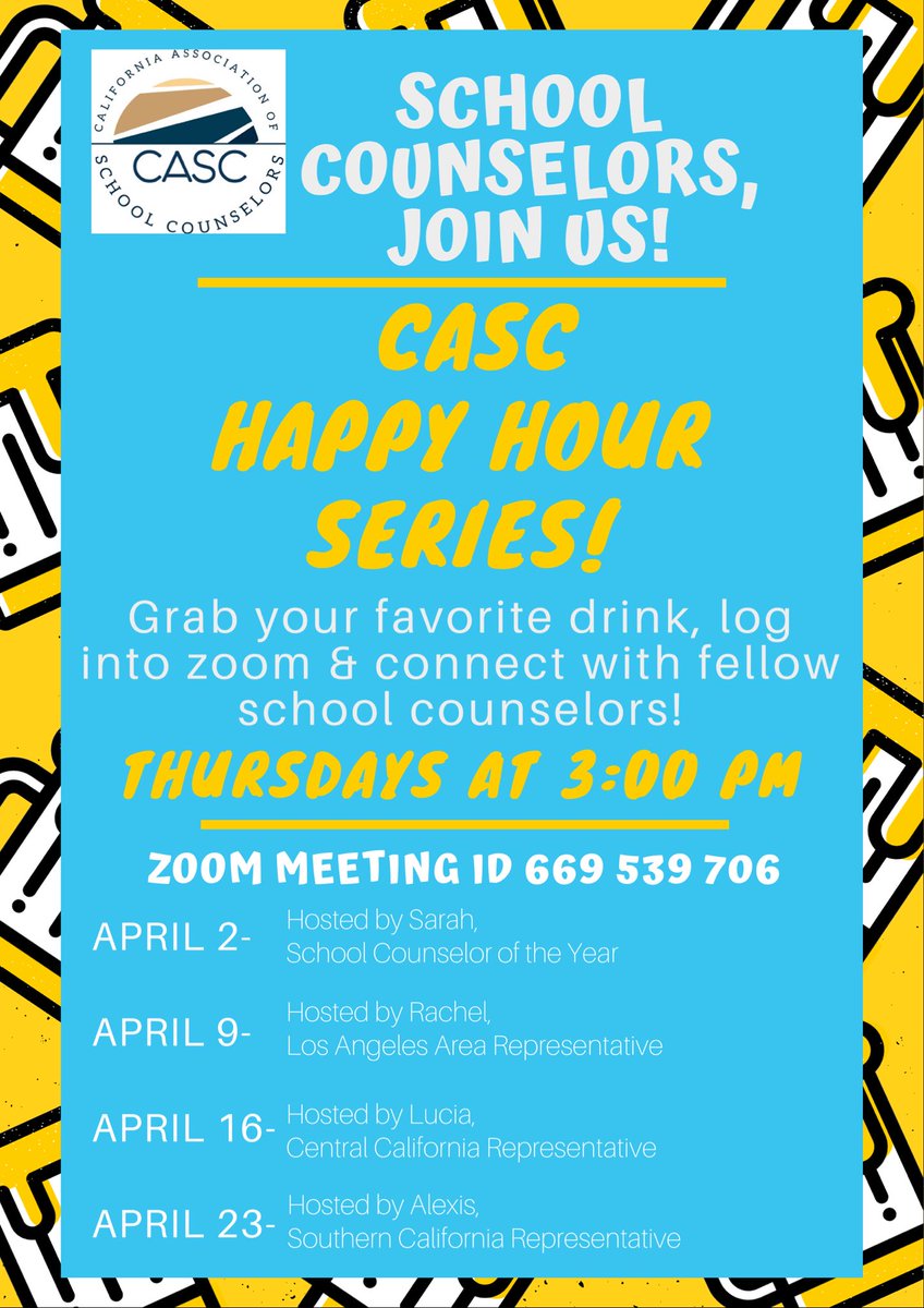 MrsGoddardSC's tweet photo. I had such a great time at the @MyCASC Virtual Social! Hope to see more friendly faces next Thursday from 3-4! You don’t have be from CA to join the fun #virtualschoolcounseling #collaborate #winsandwhines #schoolcounselorlife #caschoolcounselor #firstoftwopages #scchat https://t.co/miPCkEvhyo