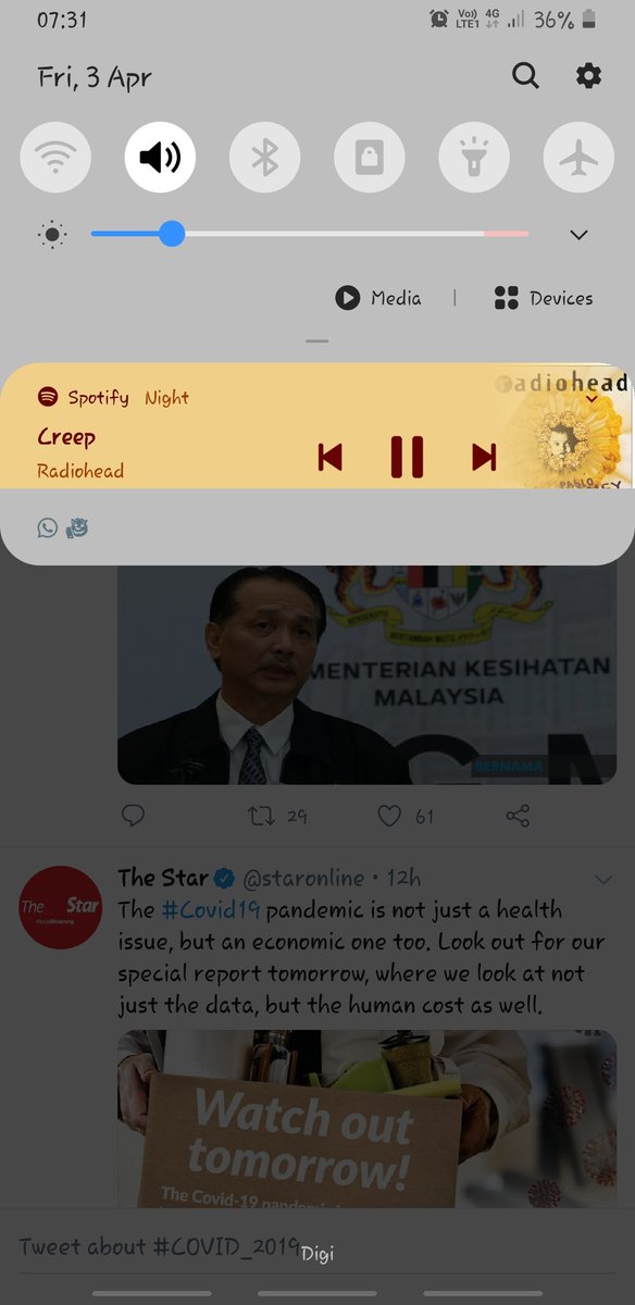 Spotity + twitter + memerut 7am. Bnde paling indah 🤗