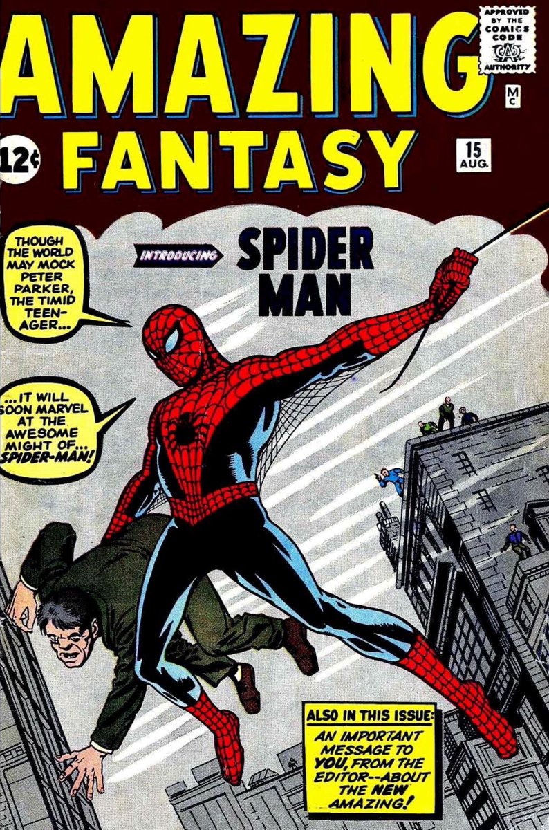 Le cae en la cara el legendario Amazing Fantasy #15, el cómic donde aparece por primera vez Spider-Man, personaje creado por Stan Lee y Steve Ditko en 1962.