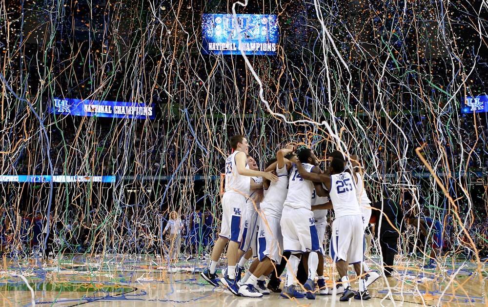 ChrisFisherKY's tweet photo. Eight years ago tonight, Kentucky defeated Kansas 67-59 in New Orleans to capture the school's eighth national title. #BBN https://t.co/in9oFTkrKc