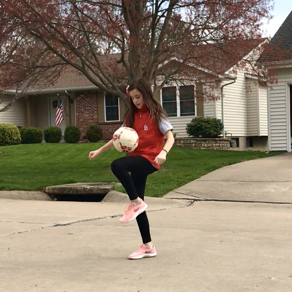kerberpr's tweet photo. Baseball in her blood ⚾️, soccer in her heart. ⚽️ #MyHomeOpener #stlcards #TGSCtraining @Cardinals https://t.co/4Gd4LZJflN