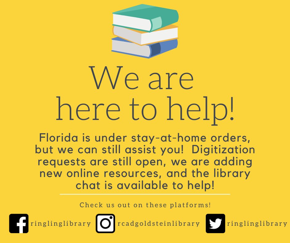 RinglingLibrary's tweet image. Digitization Request Form: bit.ly/goldlib-digiti…
A-Z Resources: bit.ly/3bJArMW
Chat: bit.ly/3dLqlgm

Facebook: bit.ly/3bNwyql

#goldlibresources #goldsteinlibrary #ringlingcollege
