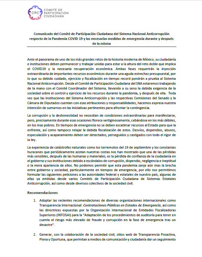 ComiteCPC's tweet photo. Comunicado del @ComiteCPC respecto a la pandemia del #COVID19mx. @CpcRed, @CPCQRoo, @CPCCoahuila, @cpcmichoacan, @CPCOaxaca, @CPC_Edomex, @CPC_Zacatecas, @cpcsonora, @BcsCpc, @CPCSNA, @cpctab, @CPCDurango, @CPCVeracruz, @ContraloresMX, @cpcseanlmx, @CPCGUERRERO @CPC_Colima https://t.co/cfQYFRTfs6