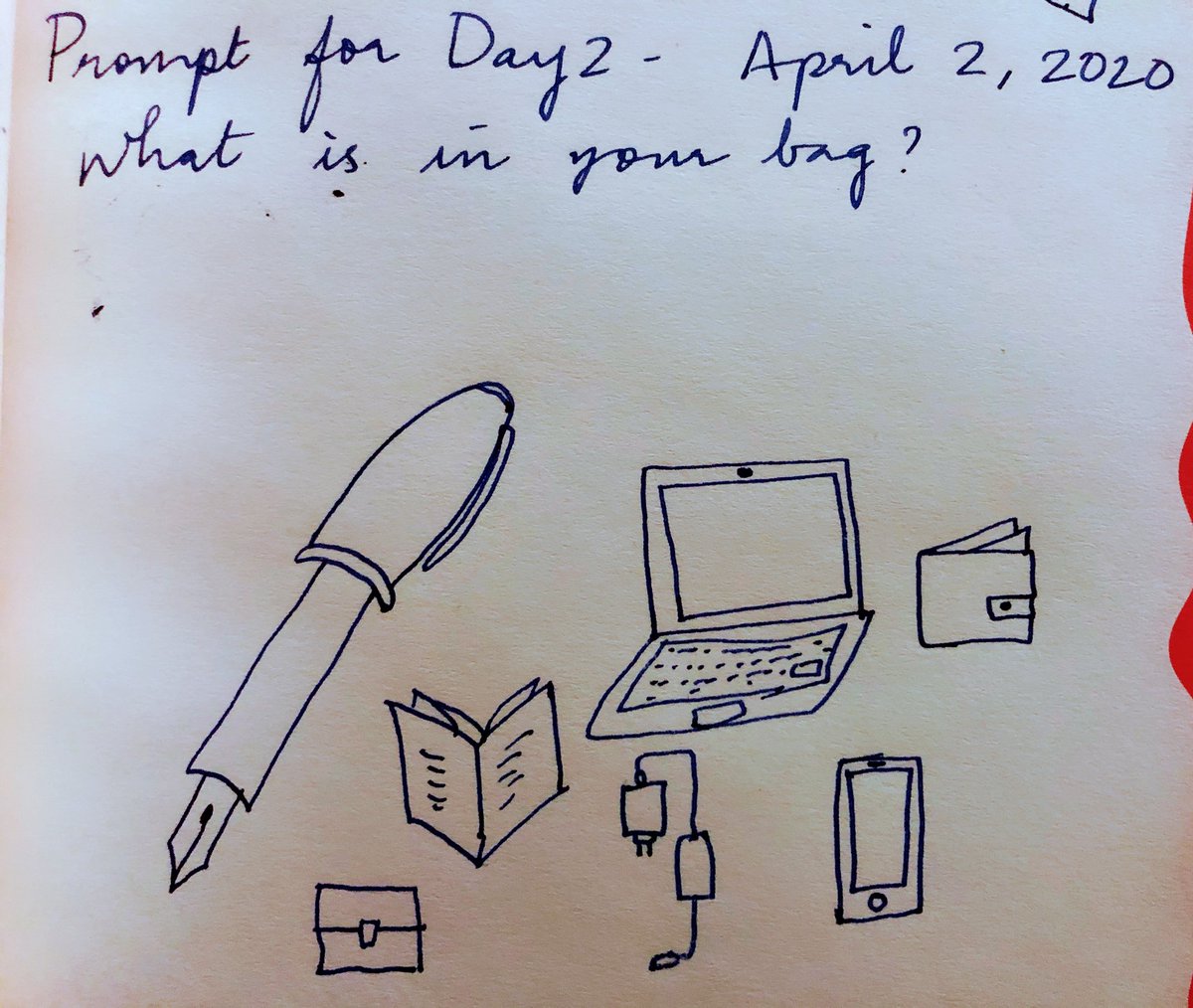 Day 2: What’s in my bag? #30DayDoodleChallenge  #FullMealsDoodles