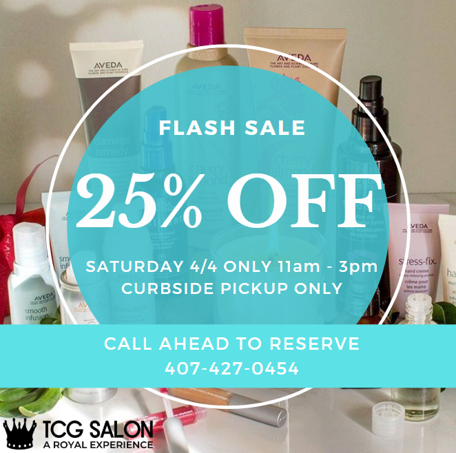 HEADS UP! This Saturday enjoy 25% off your favorite #avedaproducts only at TCG Salon! Curbside pick up from 11am to 3pm. Please call us ahead to reserve your products! Thank you for your support in advance!