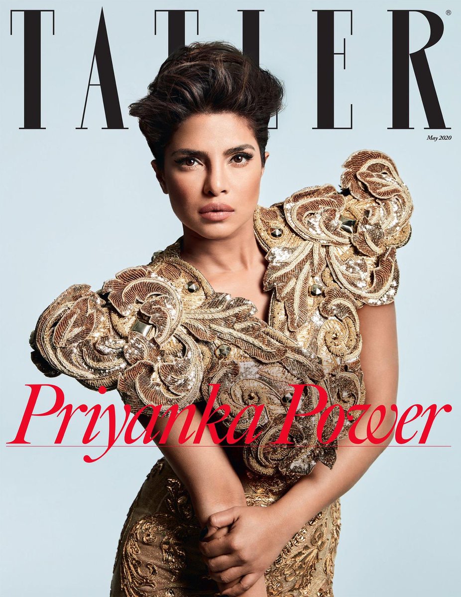 priyankachopra's tweet photo. Before the Covid-19 crisis, I had the pleasure of shooting the May cover of @Tatlermagazine. It’s a cover I wish we were launching under very different circumstances, but one I am very proud of none the less. The digital issue will be available for free. ❤️ to you all. https://t.co/I8rL2whh3p