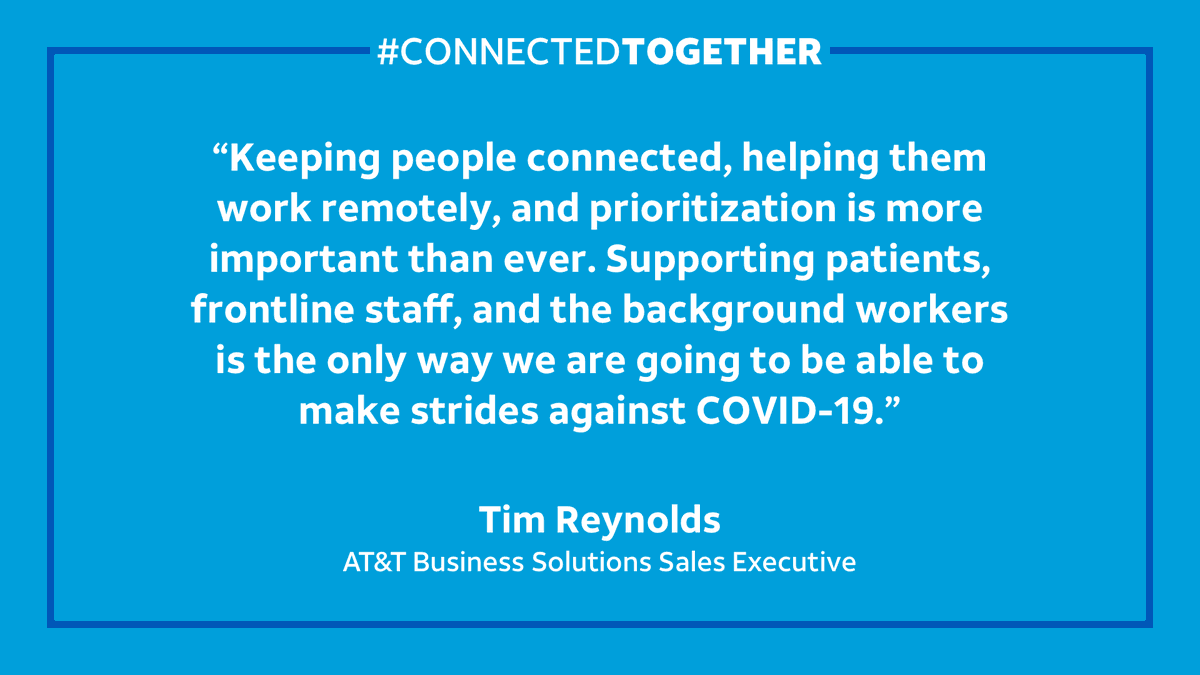 ATT's tweet photo. A few words from our AT&amp;T family on why &amp; how we are so dedicated to staying #ConnectedTogether now more than ever. 💙 https://t.co/dl8hJx60ou