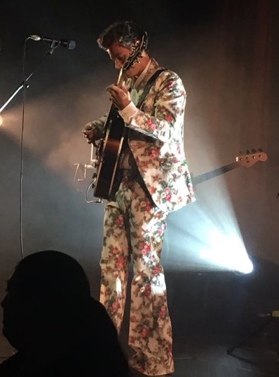 a thread of harry styles wearing this gucci floral printed velvet suit only