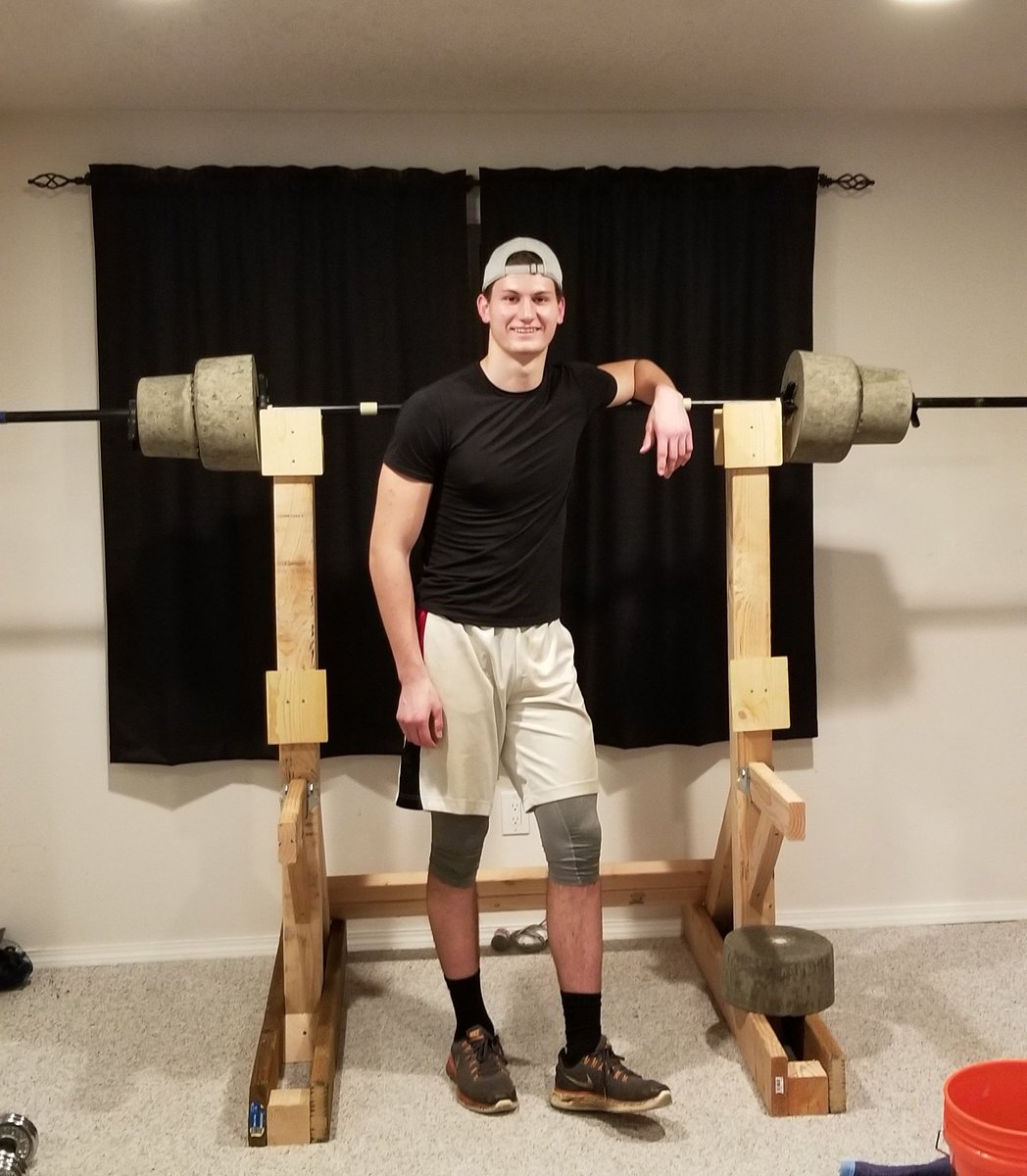 WillZundel's tweet photo. WHEN THE GYM IS CLOSED, YOU BUILD THE GYM!
Excited for my new place to workout during quarantine!
Bench and rack made of wood, bar out of a pipe, and weights out of cement.
(I've got lots more weights still curing in some buckets.🤣 Im trying to lift heavy!) https://t.co/gpqi7YYZfS