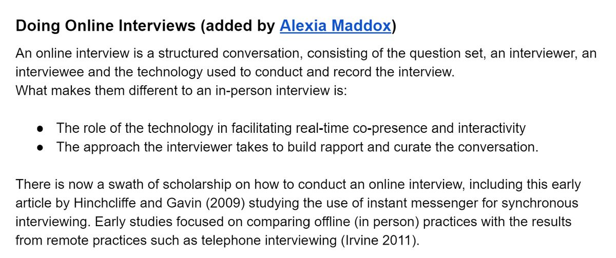 Sophie Yates is over at Bluesky now (@drsophieyates) on Twitter photo If, like me, you had been blithely planning to conduct face-to-face research interviews this year, you might find this magical document curated by <a href="/DALupton/">Professor Deborah Lupton @dalupton.bsky.social</a> useful for the Great COVID Pivot of 2020 docs.google.com/document/d/1cl… #qualitativeresearch If, like me, you had been blithely planning to conduct face-to-face research interviews this year, you might find this magical document curated by <a href="/DALupton/">Professor Deborah Lupton @dalupton.bsky.social</a> useful for the Great COVID Pivot of 2020 docs.google.com/document/d/1cl… #qualitativeresearch