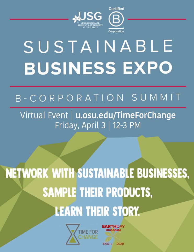 t4cOSU's tweet photo. Hello, friends!! Hope you have enjoyed all of our events this week so far! What does the word sustainability mean in business and in fashion? Find the answers by attending another two amazing events hosted by @usgosu today!!🌿💚#timeforchangeweek #greenbuckeyes #howgreenthycampus https://t.co/npQkUFatQX