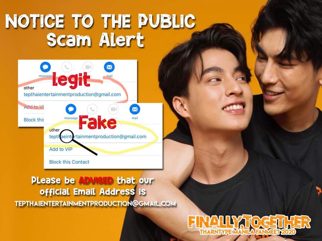 [NOTICE TO THE PUBLIC] SCAM ALERT FOR  #TharnType In Manila Fanmeeting PLEASE READ THIS THREAD CAREFULLY. TEP is continuously receiving concerns regarding a scam with TharnType in Manila Ticket transfer.