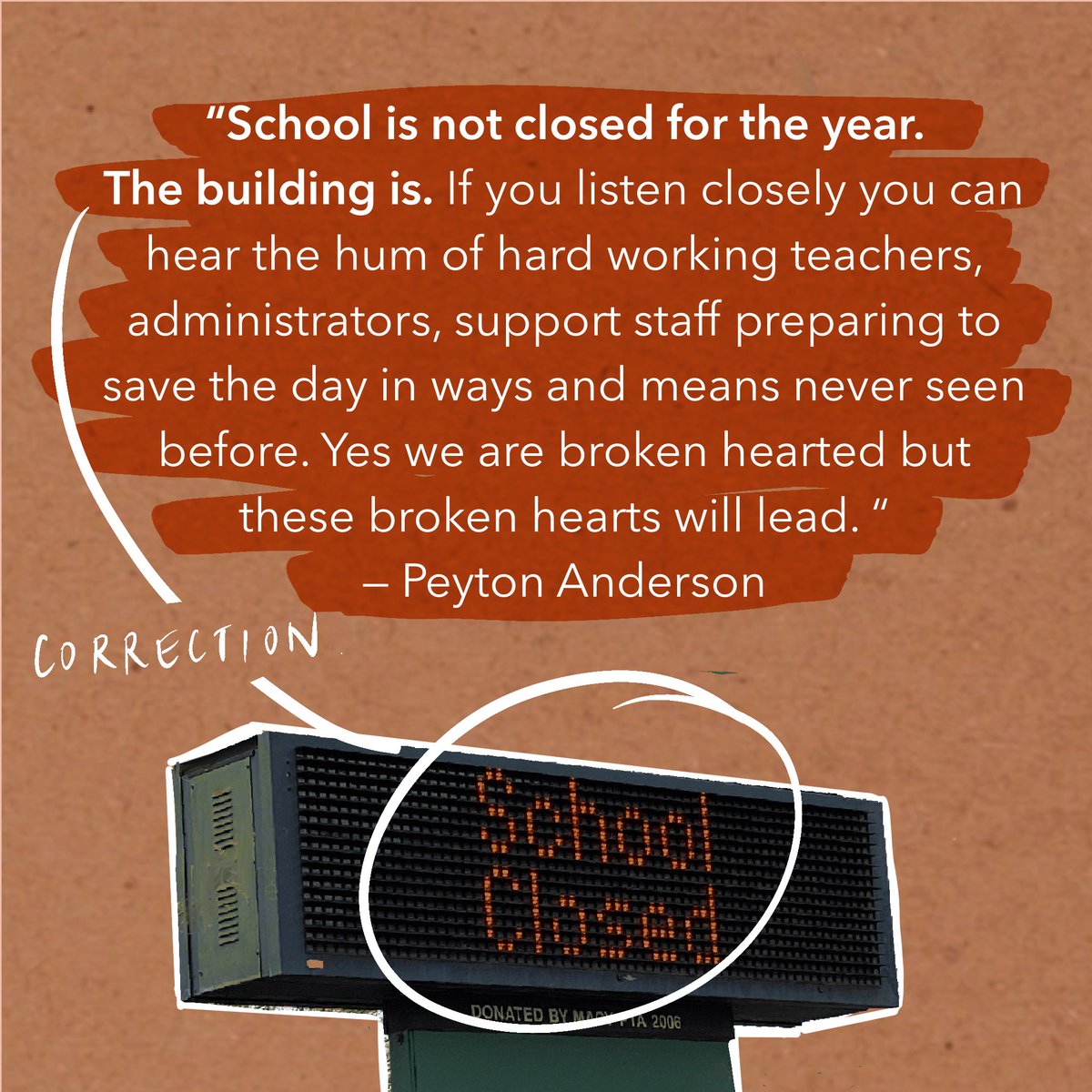 #Educators, we see you out there working hard to make video tutorials, to provide online recess, to send encouragement to homes and so much more... School isn't closed, the Building is. We will come out of this better than we went into it. #education #coronavirus #edleaders