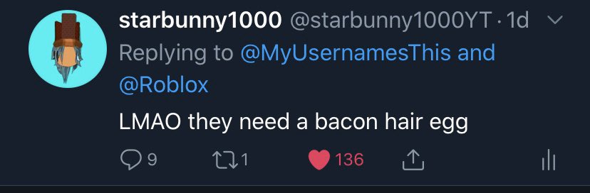 Myusernamesthis Use Code Bacon On Twitter We Need Bacon Eggs As An Egg - bacon lives matter roblox id
