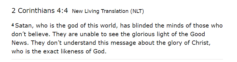 Now that you have some background knowledge about the psychology of the psychopath, we can start linking it to theology and societies. For example, What do you think the opposite of God is?It's not the Devil.The opposite of God, is no God.