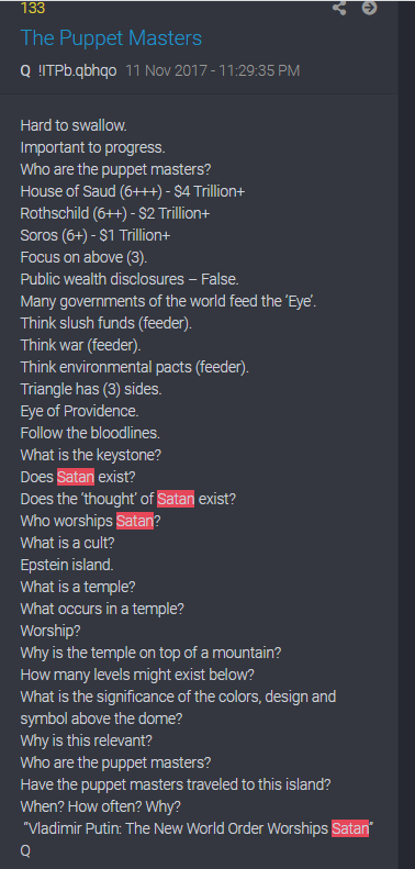 Does Satan exist?Does the thought of Satan exist?Putin: 'The New World Order worships Satan'Satanist don't worship a person. They are atheists. They try to become Satan. They don't believe in an afterlife, they try to become the God of this world