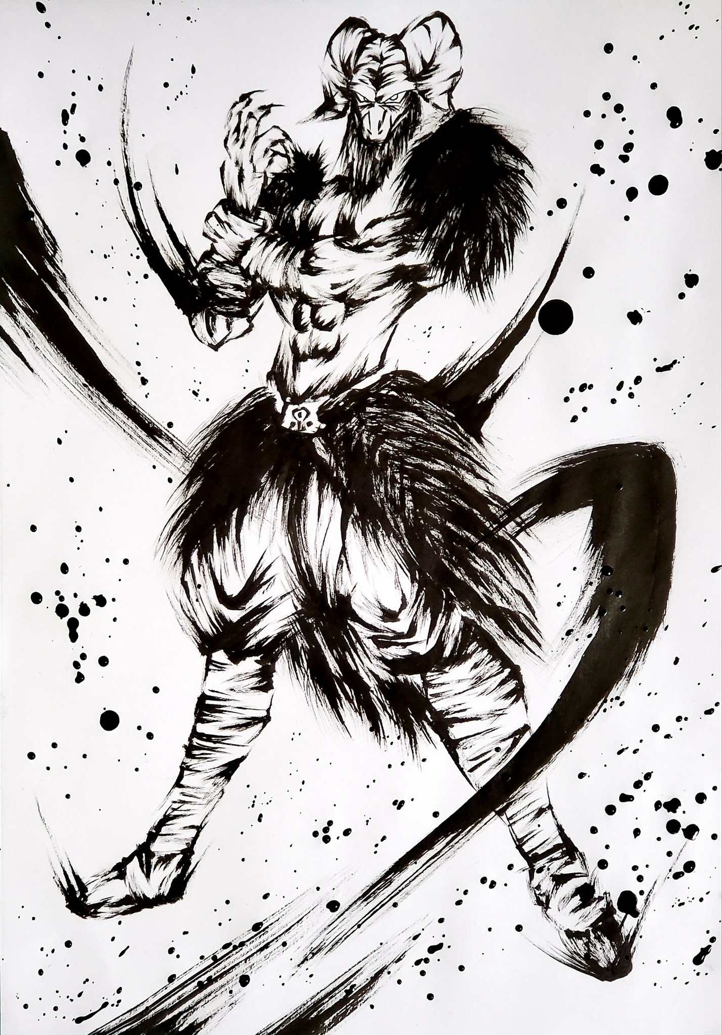 拳ロー Manga Anime Games News Japan Only En Twitter ドラゴンボール超 モロ Vs 孫悟空 墨絵のイラスト T Co Afolqlkjmm Twitter
