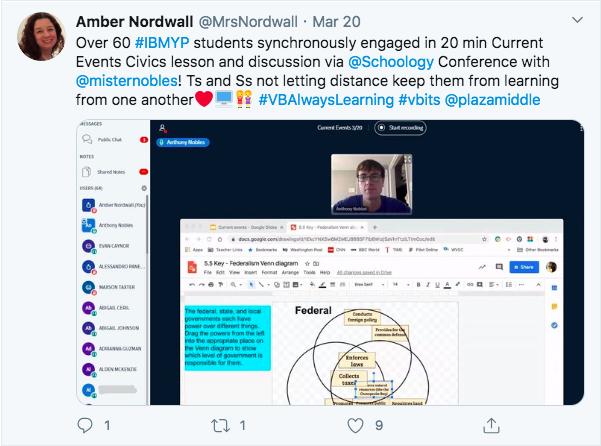 SCulver31's tweet photo. In this photo, one of my former teachers and his colleague held an online lesson which I think emphasizes structure and clarity. What's more specific instruction than a technologically face to face lesson in real-time? #EDUC300 #05Sp2020 https://t.co/4ehQZu2GD5