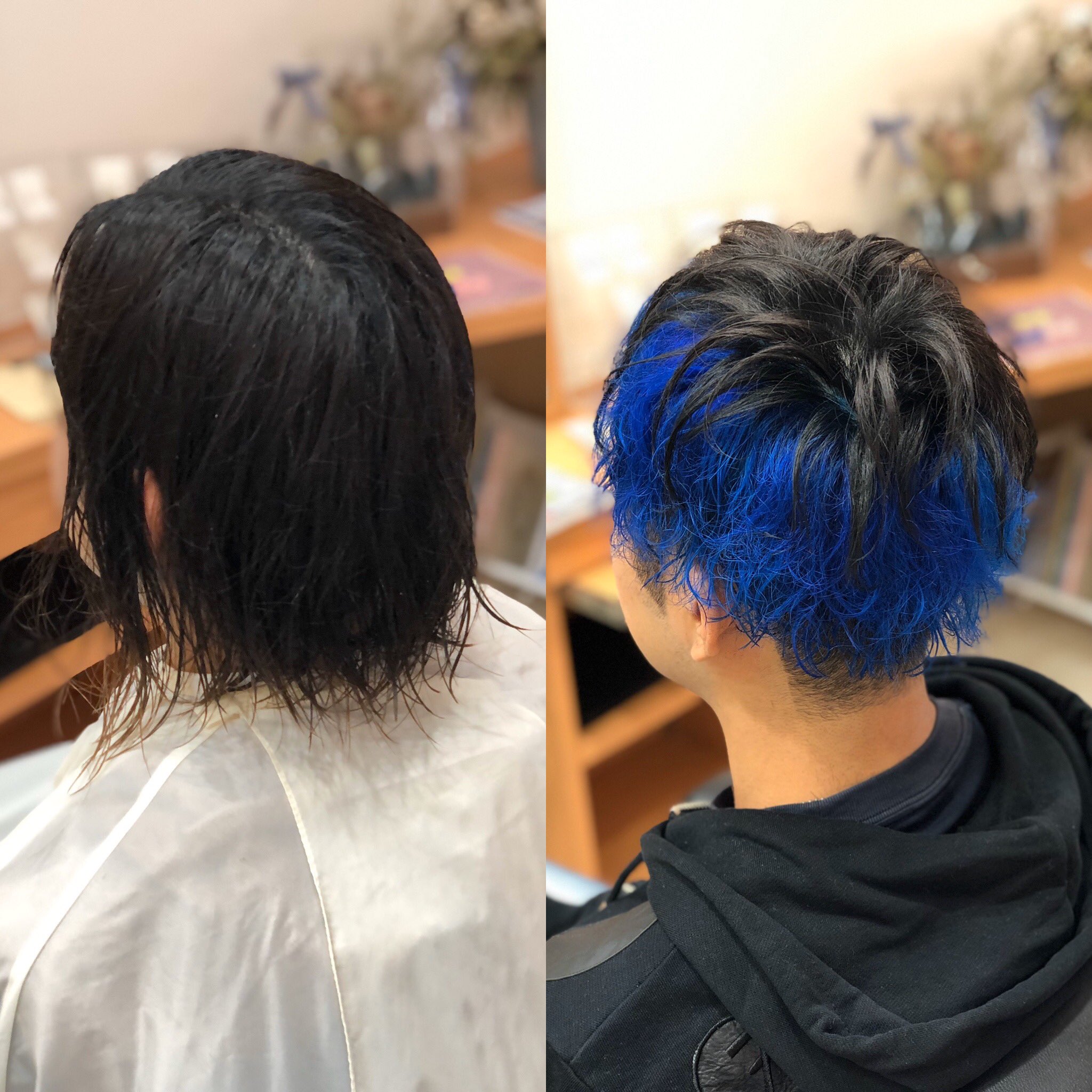 Hair Make Viho バッサリイメチェン 終わってみれば半分青くなってました ๑ ๑ メンズパーマ ヘアカラー青 ヘアカラー イメチェン 半分青い 高知美容室 高知大学 個性的な髪型 新入生大歓迎 春から高知大 T Co Dypprgqsmq Twitter