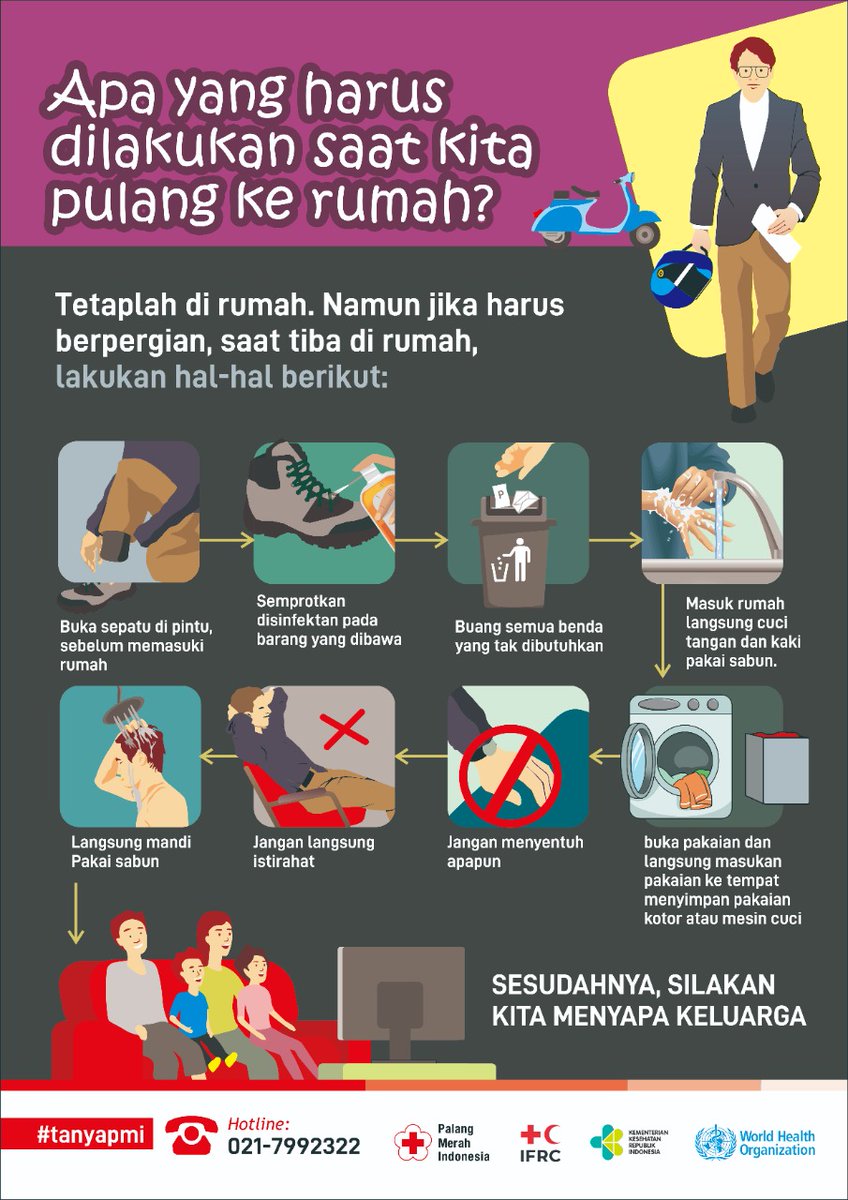 Tetaplah berada dirumah. Namun, jika harus bepergian, lakukan beberapa langkah berikut ya, agar kamu dan kita dapat terhindar dari penularan COVID19.  Yuk #CegahCovid19 bersama.