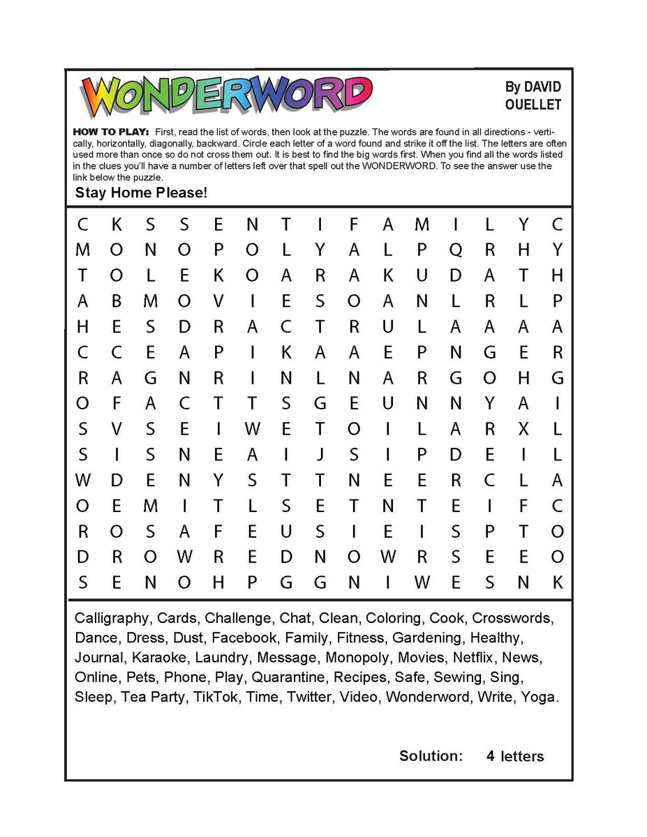 Wonderword On Twitter Stayhome Puzzle