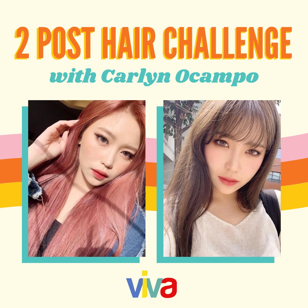 StudioVivaPH's tweet photo. Z-POP IDOL, @carlyncabel is slaying the viral #2PostHairChallenge! Alin ang mas bet n'yong hair color ng ating Sisters Forever (2gether Poorever) star? https://t.co/yNLPDkJCOY