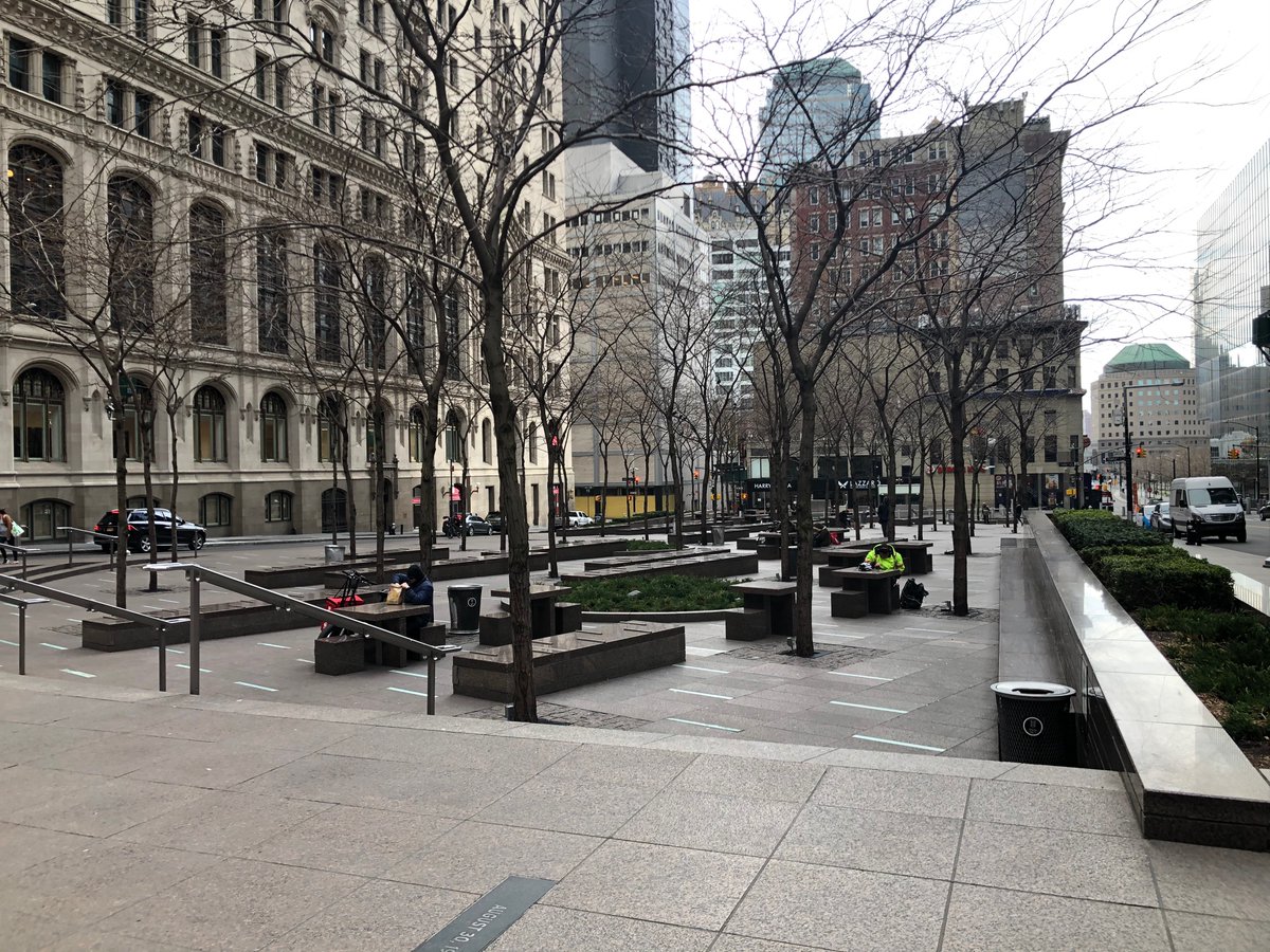 3. Zuccotti Park, the raging scene of Occupy Wall Street in 2011, was nearly empty
