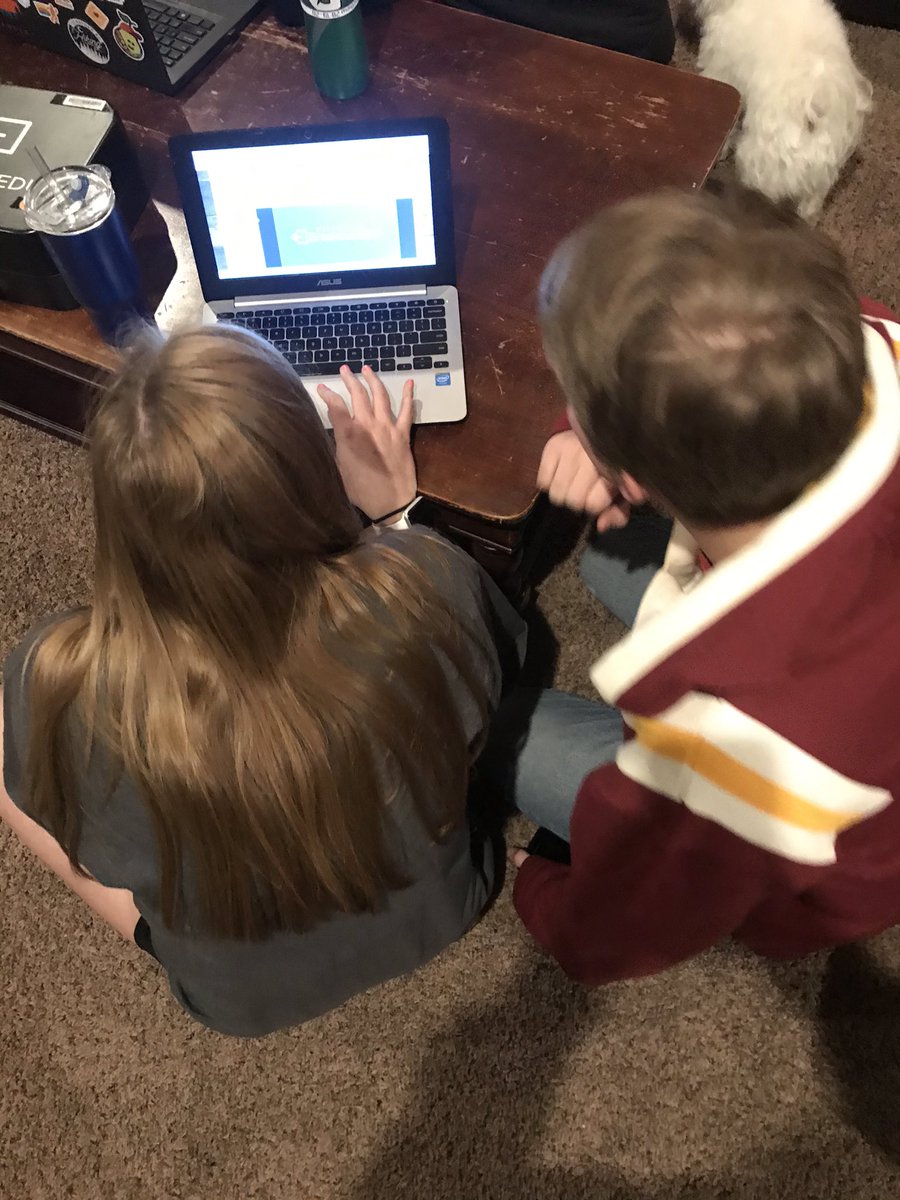 cgoluch's tweet photo. When the college and HS kids say they are bored and mom just happens to have her @breakoutEDU boxes at home. Are they smarter than a fifth grader?? https://t.co/lTcH3nTSHz
