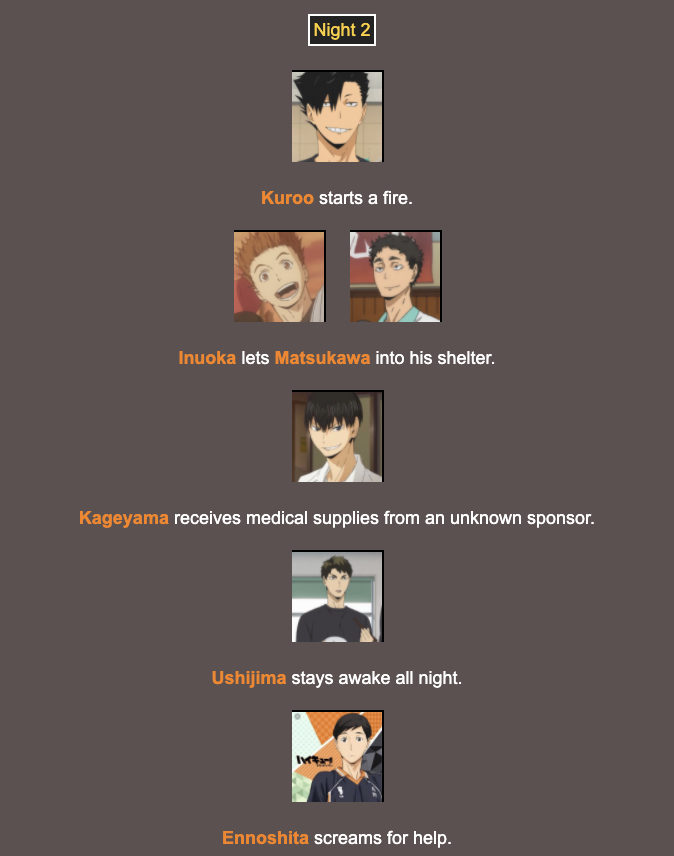 Night 2Someone help ennoshita akdnfkjasdf