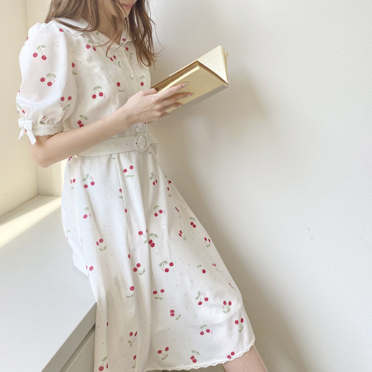 Lodispotto ロディスポット V Twitter Pre Order スウィートチェリーシャツワンピース T Co T0ur8bsnq6 膝丈や襟 ベルト付きで一枚でコーディネートが完結する清楚なワンピース 元気なチェリー柄に袖にはリボン 襟と袖口にレースを施し くるみ
