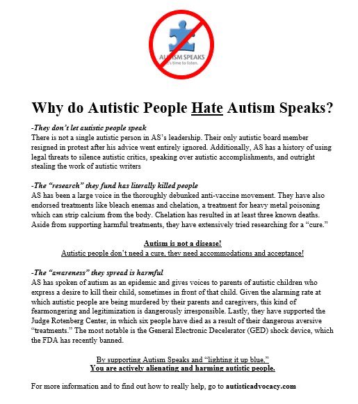 DO NOT support AutismSpeaks “Light Up Blue”, or use the Puzzle Piece Symbol  (Widely rejected by the Autistic Community)Instead, use  #RedInstead,  #AutismAcceptance  , and use the Rainbow Infinity Sign instead of the puzzle piece.(6 of ?) #AutismAcceptanceDay