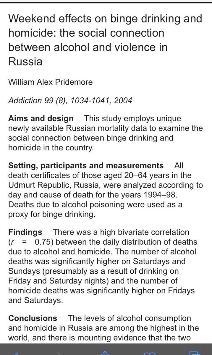 5. Of course alcohol use itself - especially binges- sets up for violence and mayhem as in Moscow