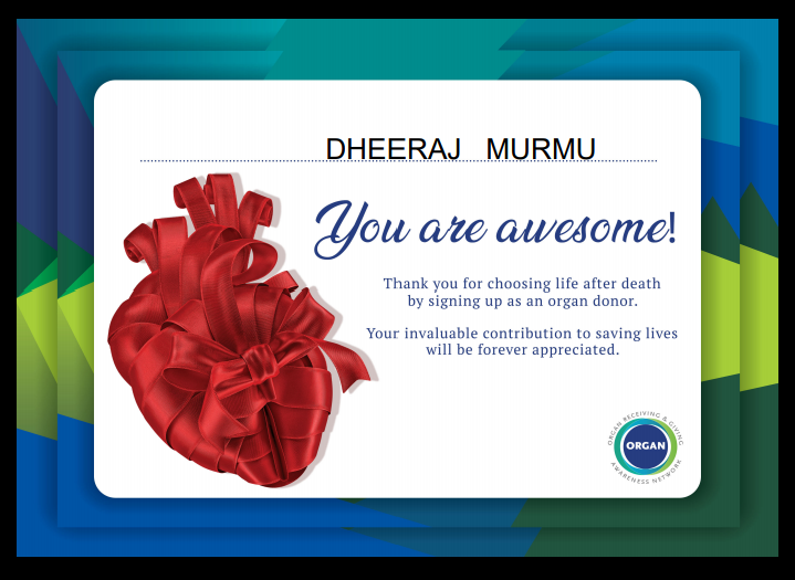 dheeraj_murmu's tweet photo. #OrganIndia
#OneOrganTwoLives https://t.co/xCNeTOX1N8