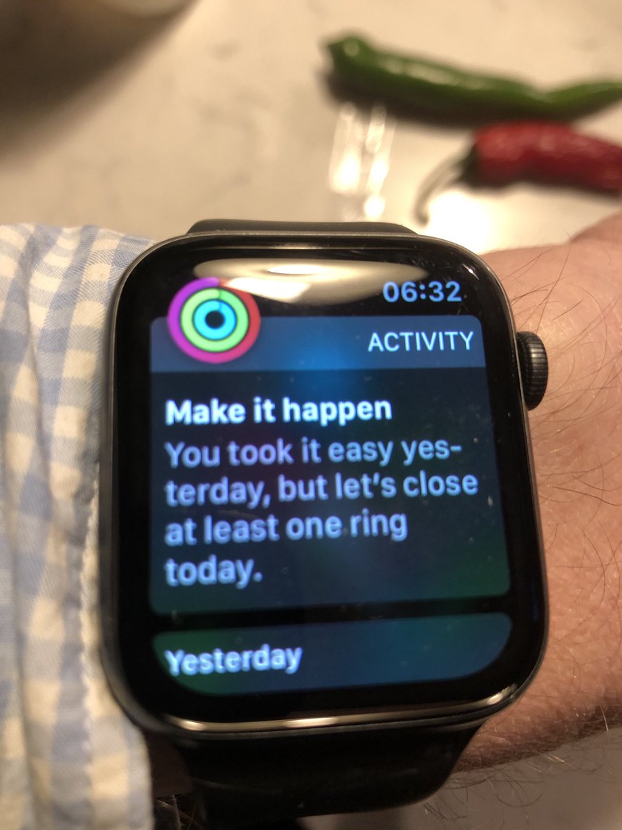 I wonder if Apple could at least temporarily re-word the messages on their Activity app? Admittedly I had a quieter day - helping Oscar with his homework and playing Monopoly - but I don’t recall ‘taking it east’ for a very long time! 😢