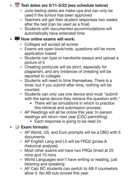 SHHS_2020_'s tweet photo. Be in the know for all your AP exams! @andreawenke @SHHSTrojans @echs_soho @TrojanU_SHHS @shhs_stuco1 https://t.co/O4KWptat4A