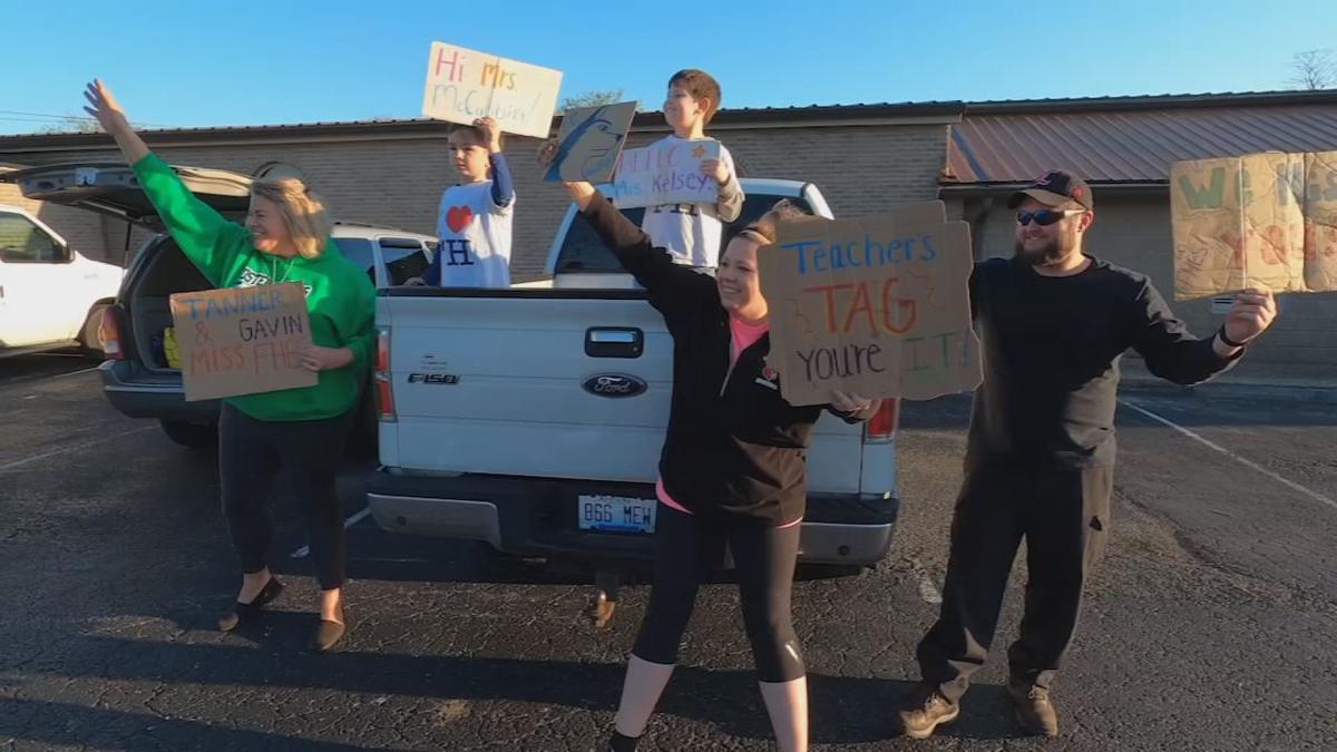 WDRBNews's tweet photo. IMAGES | Bardstown teachers hold 'We Miss You' parade for students amid COVID-19 outbreak https://t.co/Ou9yRi33Hp https://t.co/wJwsNYJJoz