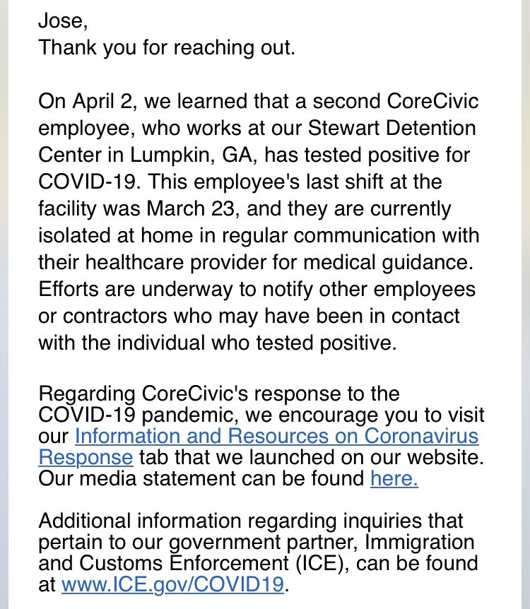 We don’t know yet how many people the second employee has been in touch with. CoreCivic statement here: