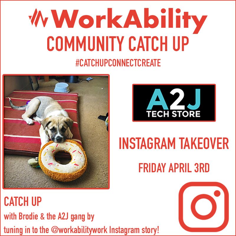 WorkAbilityWork's tweet photo. TOMORROW! #catchupCONNECTcreate with Brodie, our @a2jtechstore fam, & the rest of their #furryfriends! πΆπ±π° Lots of exciting things going on with them right now. Tune in πΊ to the @workabilitywork Instagram story tomorrow (FRI April 3) and follow along.
#workability #coworking https://t.co/BQ4FzkXgyA